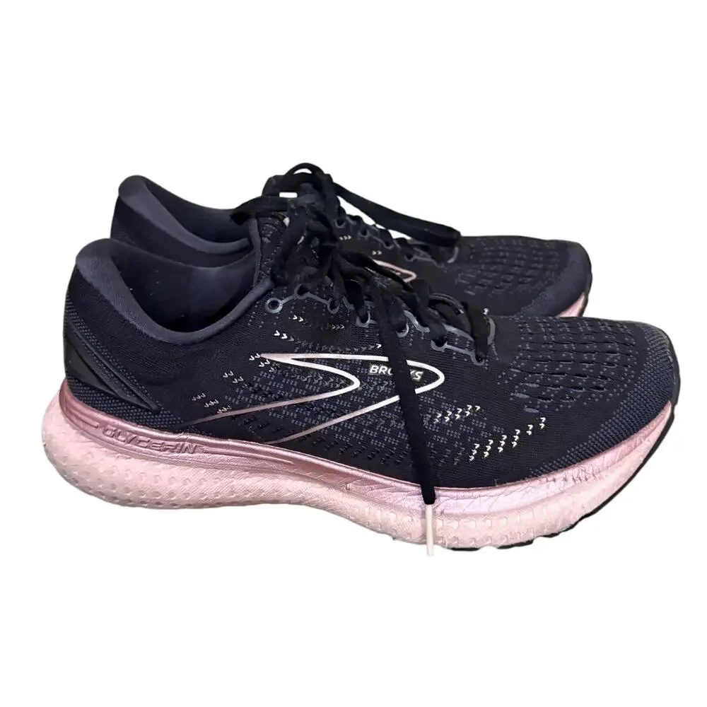 Brooks Glycerin 19 Running Shoes Black Pink Women's Size 9‎ Neutral Cushion EUC